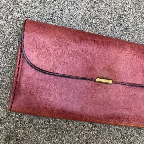 Vintage ECHT 2 PRYM Leather Tri Fold Wallet Clutch Multi Pocket Purple RARE - Picture 3 of 14